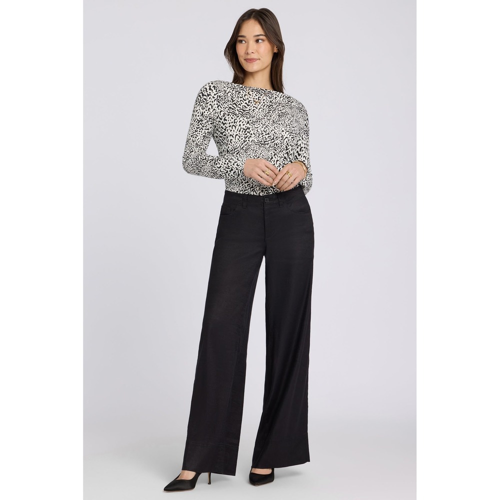 NYDJ 5-Pocket‎ Wide Leg Trouser Black Size 6 Petite New With Tags